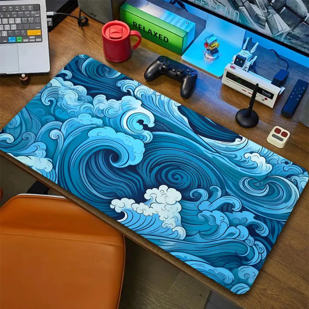 Japanese Blue Waves Mouse Pad  - đánh giá và giá Office Desk Tech Accessories