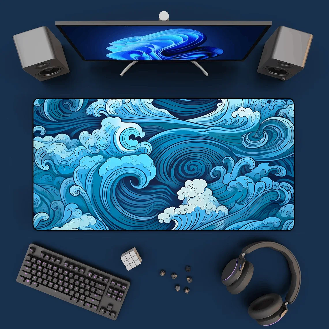 Japanese Blue Waves Mouse Pad  - đánh giá và giá Office Desk Tech Accessories